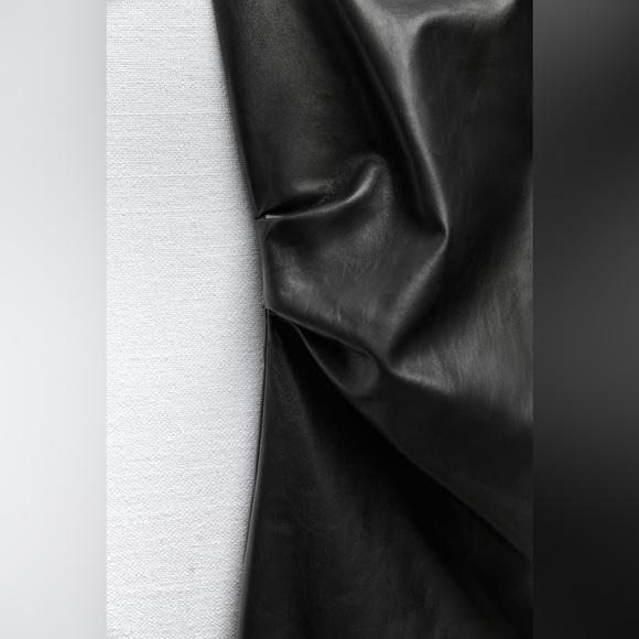 Zara Black Faux Leather Midi Dress - Picture 17 of 17